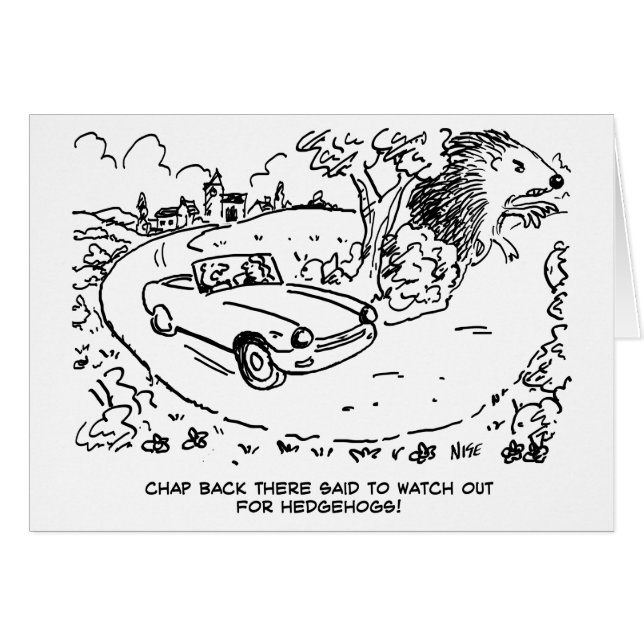 Sportwagen im Grünen mit Igel (Vorderseite (Horizontal))