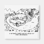 Sportwagen im Grünen mit Igel Magnet (Vorne)