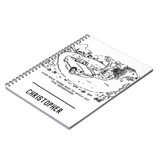 Sportwagen im Grünen mit Igel Notizblock (Linke Seite)