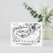 Sportwagen im Grünen mit Igel Postkarte (Stehend Vorderseite)