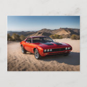 Sportwagen in der Wüste Postkarte (Vorderseite)