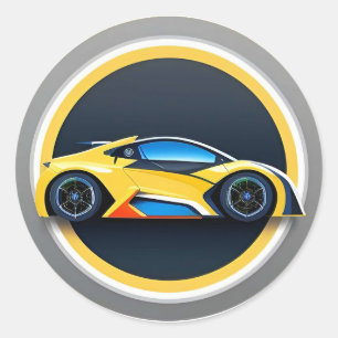 Sportwagen-Logo im modernen Kreisstil Runder Aufkleber