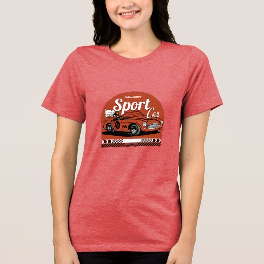 Sportwagen Mädchen Tri-Blend Shirt (Vorderseite)