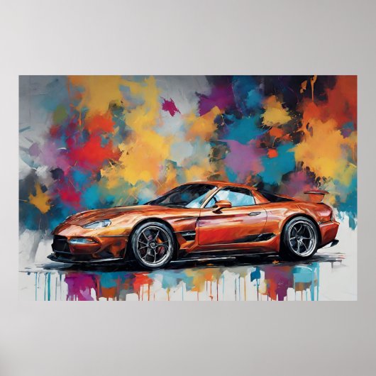 Sportwagen Orange Modern Art Poster (Vorne)