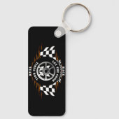 Sportwagen Racing Checkered Burnout Flammen Cool Schlüsselanhänger (Rückseite)