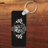 Sportwagen Racing Checkered Burnout Flammen Cool Schlüsselanhänger (Rückseite)