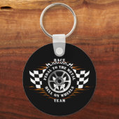 Sportwagen Racing Checkered Flag Burnout Flammen Schlüsselanhänger (Vorderseite)