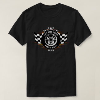 Sportwagen Racing Checkered Flag Burnout Flammen T-Shirt