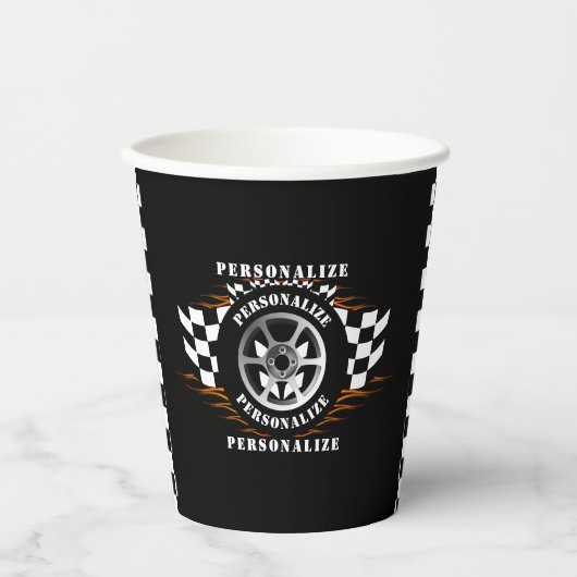 Sportwagen Racing Party Feierlichkeiten Fun Suppli Pappbecher (Vorderseite)