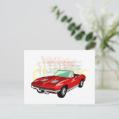 Sportwagen Red Corvette Stingray oder Sting Ray Postkarte (Stehend Vorderseite)