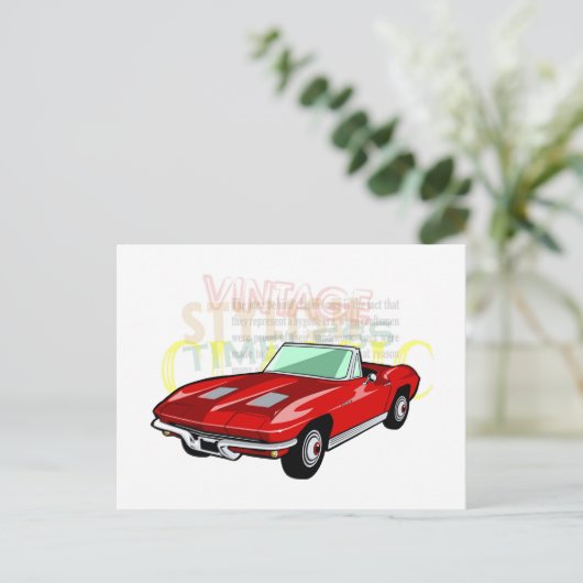 Sportwagen Red Corvette Stingray oder Sting Ray Postkarte (Stehend Vorderseite)