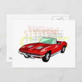 Sportwagen Red Corvette Stingray oder Sting Ray Postkarte (Vorne/Hinten)