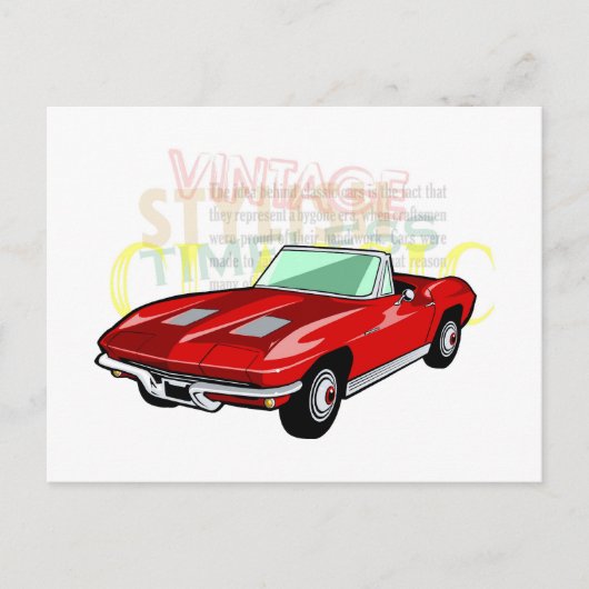 Sportwagen Red Corvette Stingray oder Sting Ray Postkarte (Vorderseite)