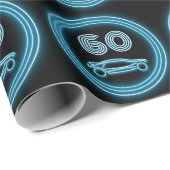 Sportwagen und jede Zahl schwarz und neon blau Män Geschenkpapier (Rolleneckpunkt)