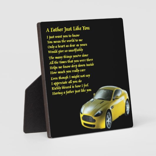 Sportwagen Vater Gedicht Plaque Fotoplatte (Vorderseite)