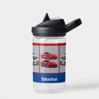 Sportwagenfans aus Weiß und Rot Trinkflasche