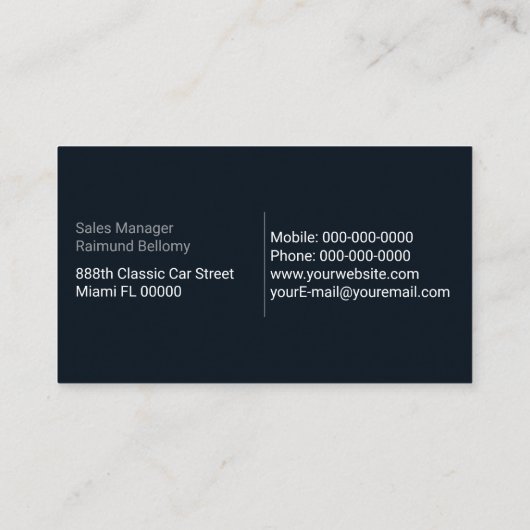 Sportwagengeschäft Visitenkarte (Rückseite)