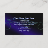 Sportwagenhändlerin, stylisches blaues Logo Visitenkarte (Rückseite)