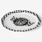 Sportwagenrennen Scheckfahnen Party Zubehör Pappteller (Schrägansicht)