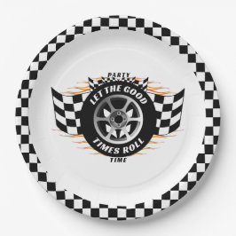 Sportwagenrennen Scheckfahnen Party Zubehör Pappteller