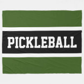 Sportwaldgrüne Schwarz-weiße PICKLEBALLStreifen Fleecedecke (Vorderseite (Horizontal))