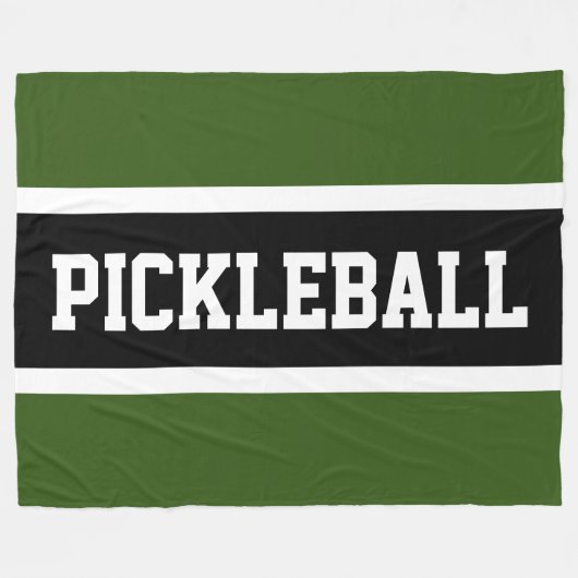 Sportwaldgrüne Schwarz-weiße PICKLEBALLStreifen Fleecedecke (Vorderseite (Horizontal))