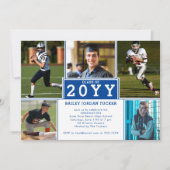 Sporty 5-Foto Deep Blue Abschluss Einladung (Vorderseite)