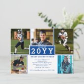 Sporty 5-Foto Deep Blue Abschluss Einladung (Stehend Vorderseite)