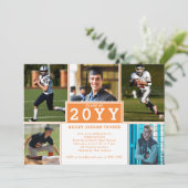 Sporty 5-Foto Orange White Abschluss Einladung (Stehend Vorderseite)