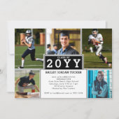 Sporty 5-Foto Schwarz-weißer Abschluss Einladung (Vorderseite)