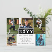 Sporty 5-Foto Schwarz-weißer Abschluss Einladung (Stehend Vorderseite)