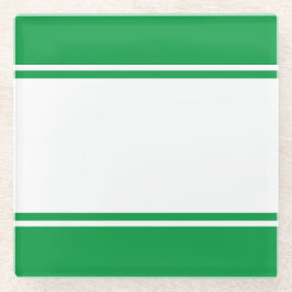 Sporty 70er Bright Kelly Green White Racing Streif Glasuntersetzer