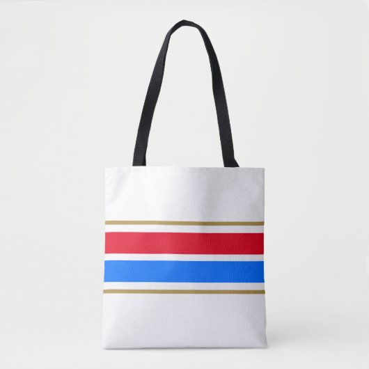 Sporty 70er Bright Red Blue Racing Streifen Tasche (Vorderseite)