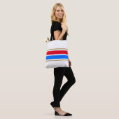 Sporty 70er Bright Red Blue Racing Streifen Tasche (Am Model)