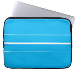 Sporty 70er Bright Sky Blue White Racing Streifen Laptopschutzhülle