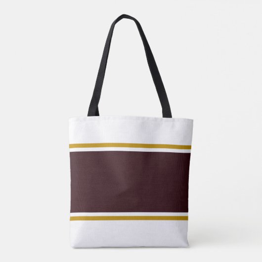 Sporty 70er Cocoa Brown Racing Streifen auf Weiß Tasche (Rückseite)