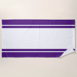 Sporty 70er Wide Weiß Lila Rennstreifen Strandtuch
