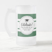 Sporty Abschluss Modernes Kollegium Grüner Streife Mattglas Bierglas (Links)