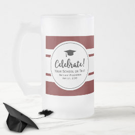 Sporty Abschluss Modernes Rotes Kollegium Strip Mattglas Bierglas
