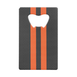 Sporty Accent Orange Streifen Carbon Style Print Geldbeutel Flaschenöffner