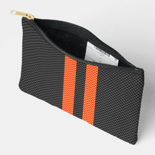 Sporty Accent Orange Streifen Carbon Style Print Zubehörtasche