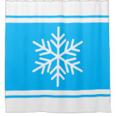 Sporty Alpine Snowflake Blaue Streifen Duschvorhang (Vorderseite)