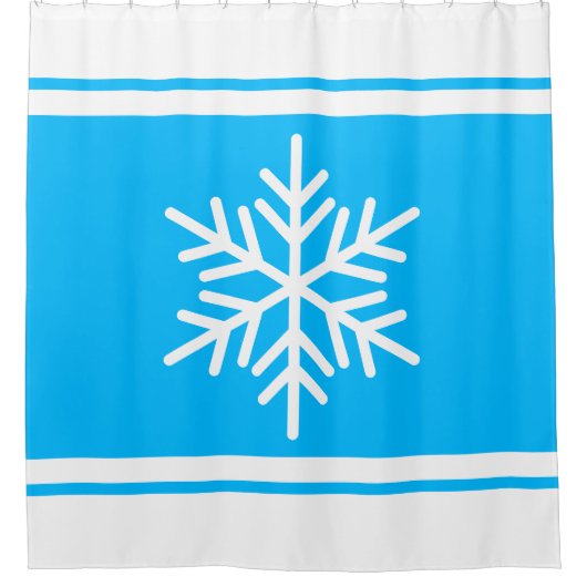 Sporty Alpine Snowflake Blaue Streifen Duschvorhang (Vorderseite)