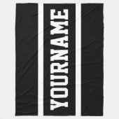 Sporty Athletic Black Your Name Text White Stripes Fleecedecke (Vorderseite)