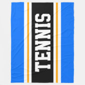 Sporty Athletic Bright Blue Black TENNIS Streifen Fleecedecke (Vorderseite)