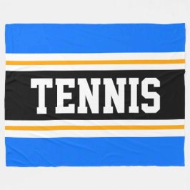 Sporty Athletic Bright Blue Black TENNIS Streifen Fleecedecke