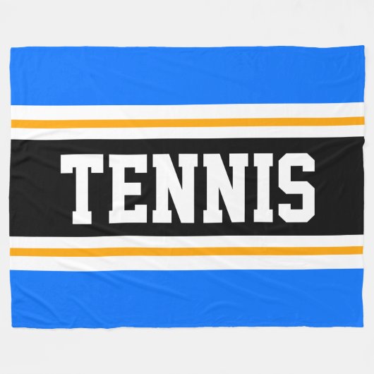 Sporty Athletic Bright Blue Black TENNIS Streifen Fleecedecke (Vorderseite (Horizontal))
