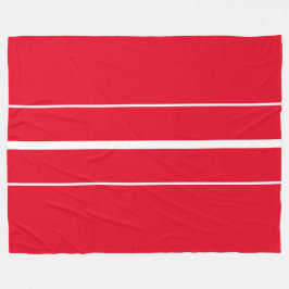Sporty Athletic Bright Red White Racing Stripes Fleecedecke