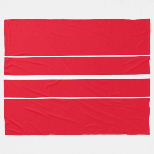 Sporty Athletic Bright Red White Racing Stripes Fleecedecke (Vorderseite (Horizontal))