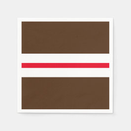 Sporty Athletic Brown Red White Racing Stripes Serviette